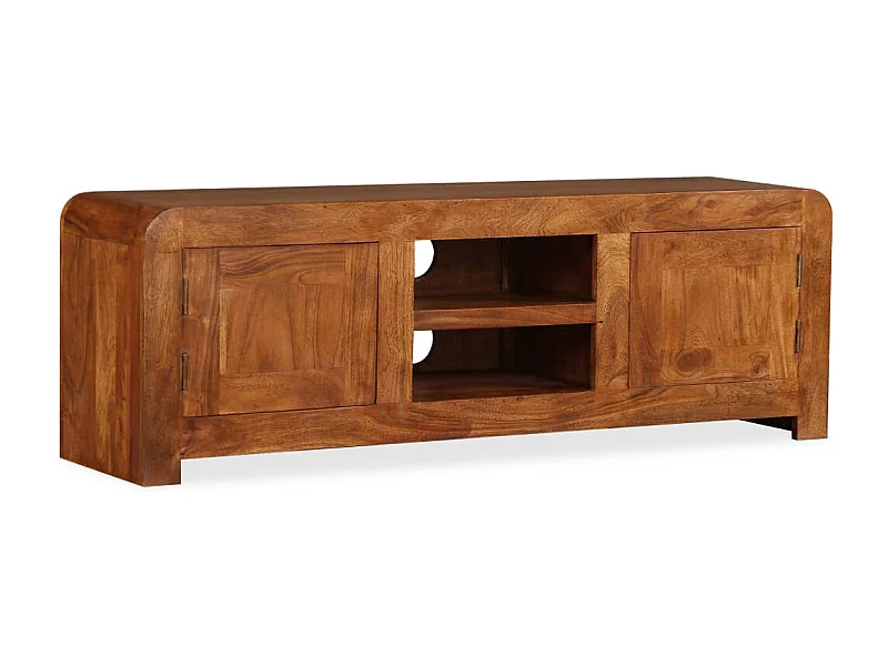 Mueble de TV madera maciza acabado miel 120x30x40 cm