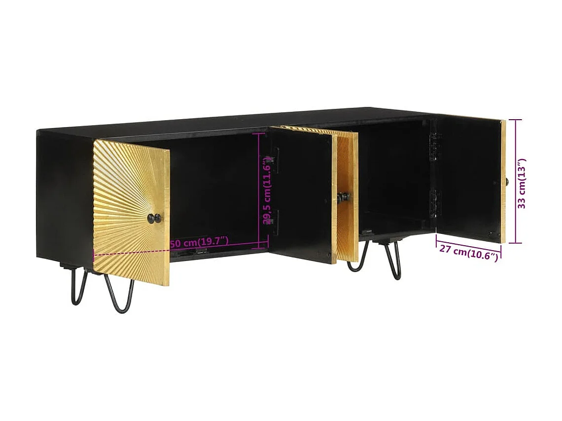 Meuble TV 110x30x45 cm bois massif de manguier