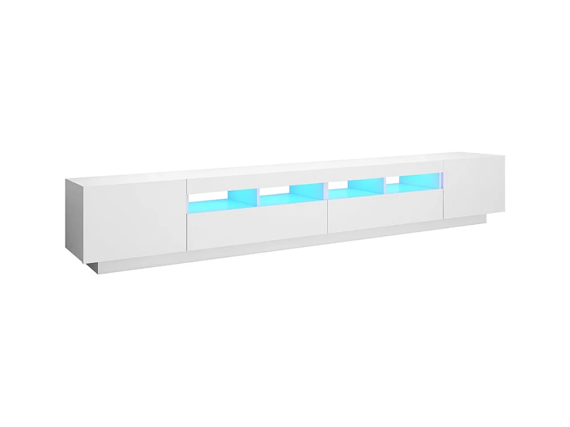 Meuble TV avec lumières LED Blanc 260x35x40 cm