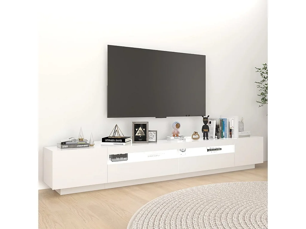 Móvel de TV com luzes LED 260x35x40 cm branco