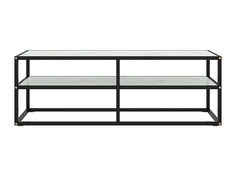 Mueble para TV negro con vidrio de mármol blanco 120x40x40 cm