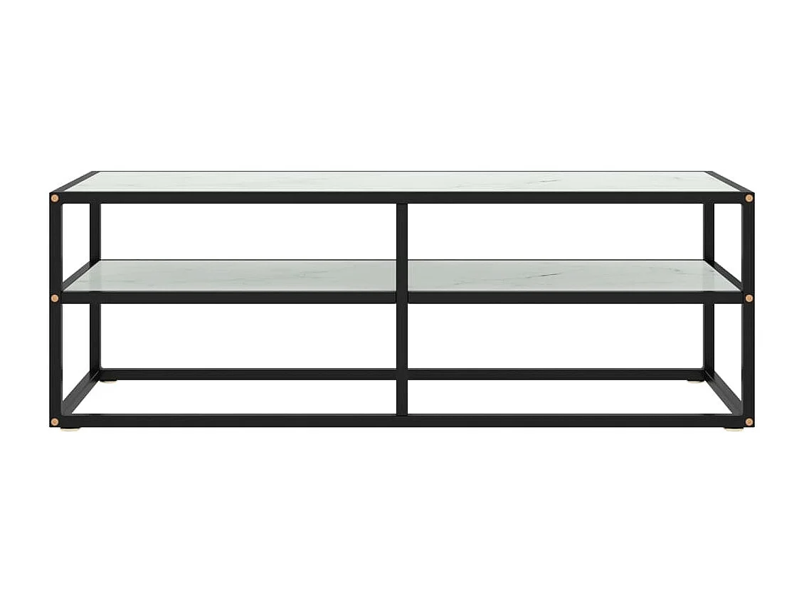 Tv-meubel met wit marmerglas 120x40x40 cm zwart