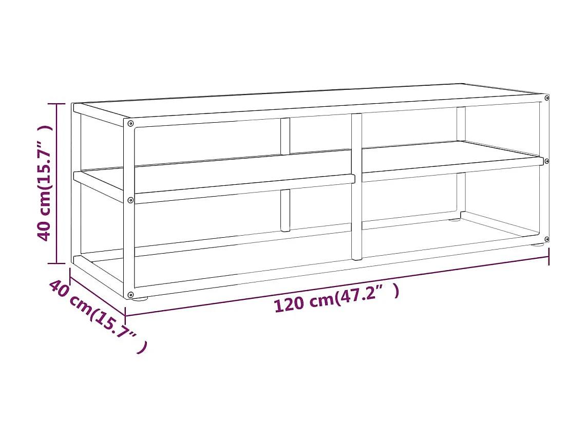 Tv-meubel met wit marmerglas 120x40x40 cm zwart