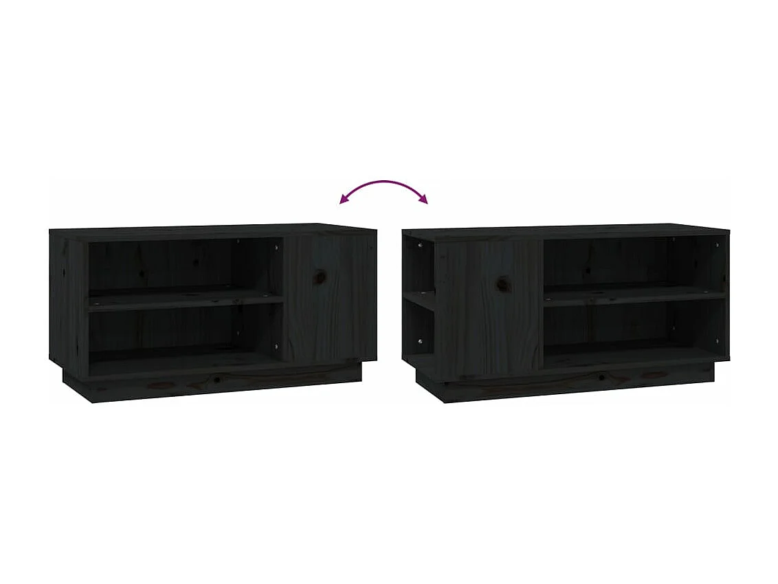 Meuble TV Noir 80x35x40,5 cm Bois de pin massif