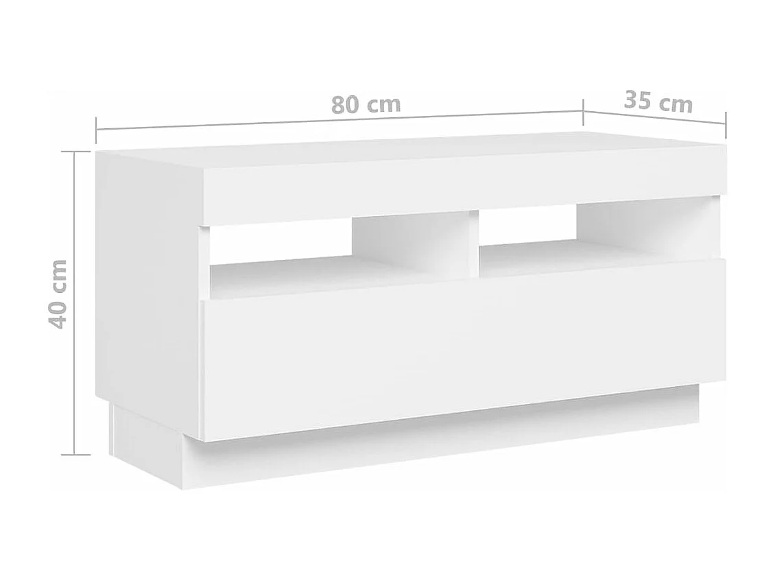 Meuble TV avec lumières LED Blanc 180x35x40 cm