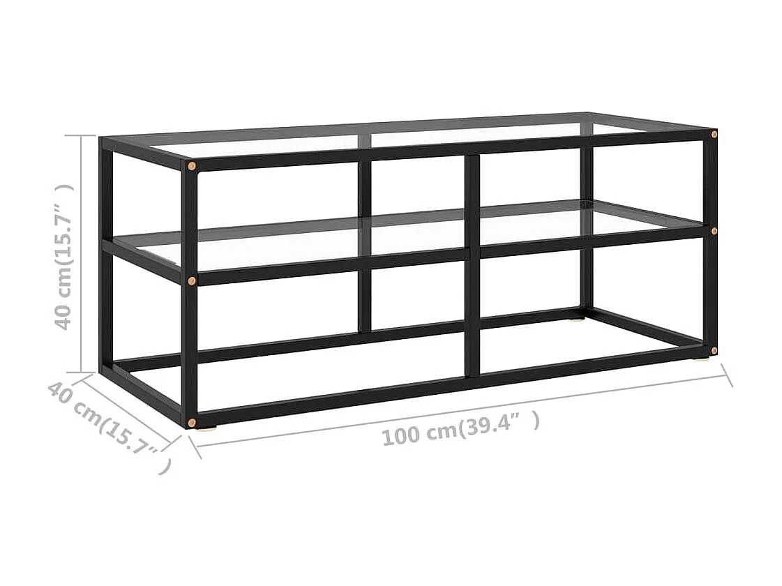 Meuble TV avec verre trempé Noir 100x40x40 cm