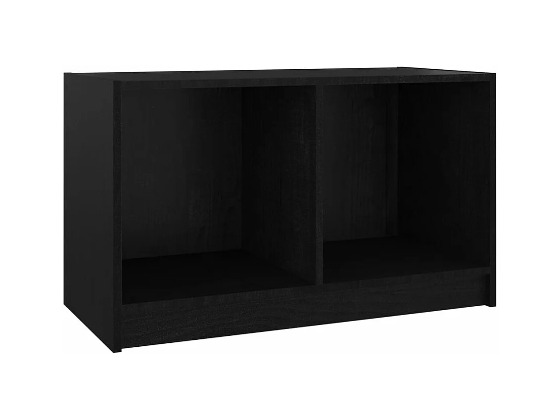 Mueble de TV de madera maciza de pino negro 70x33x42 cm