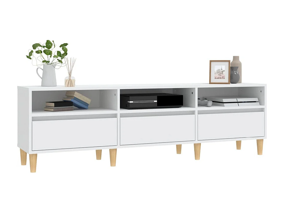 Tv-meubel 150x30x44,5 cm bewerkt hout wit