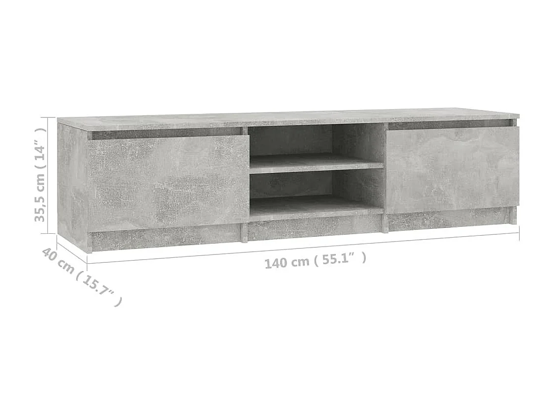 Meuble TV Gris béton 140x40x35,5 cm Aggloméré