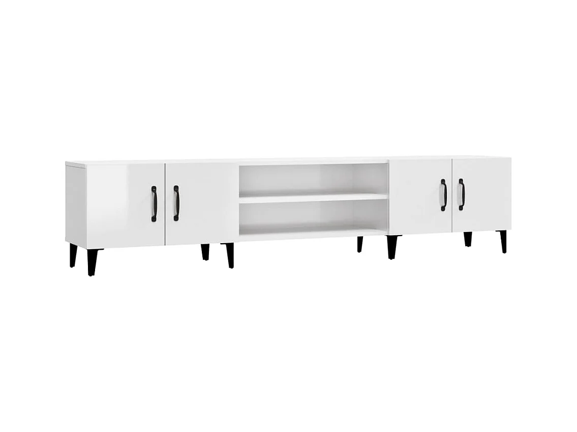 Meuble TV blanc brillant 180x31,5x40 cm bois d'ingénierie