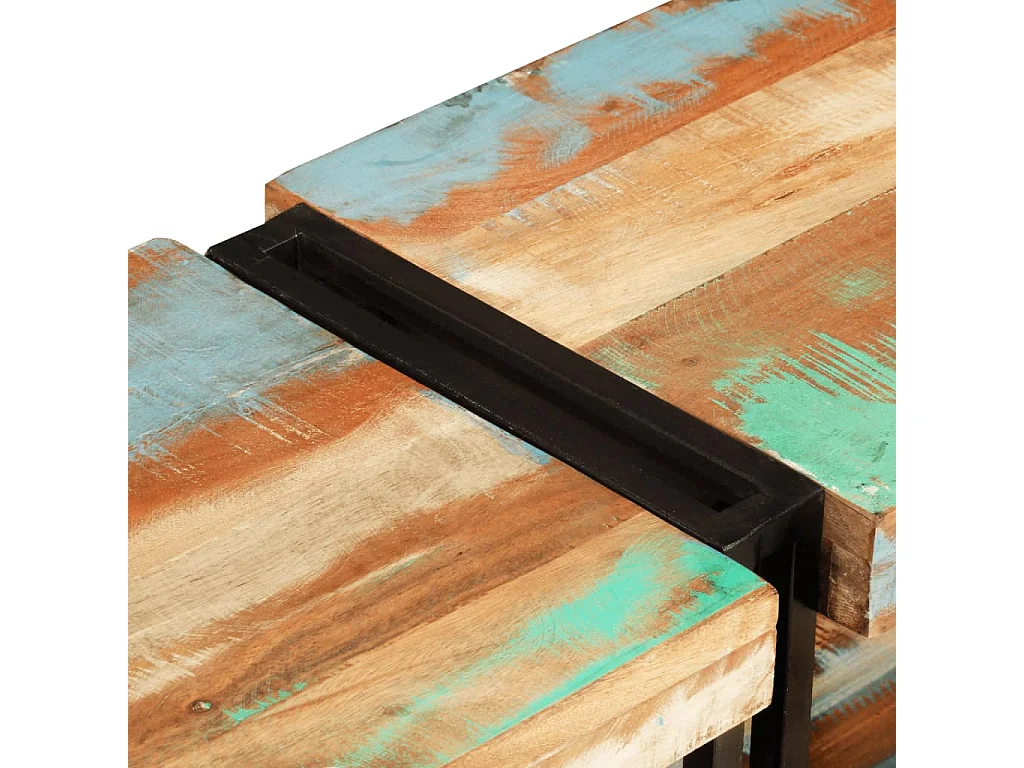 Mueble de TV madera maciza reciclada 200x30x40 cm