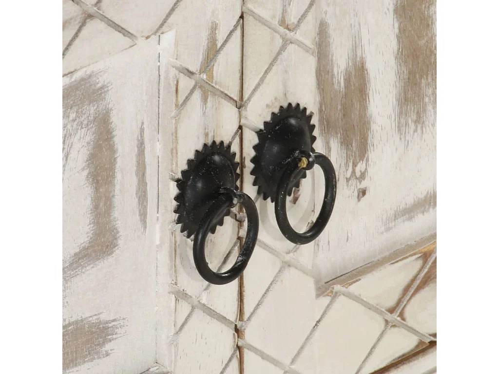 Mueble de TV de madera maciza de mango blanco 140x30x35 cm