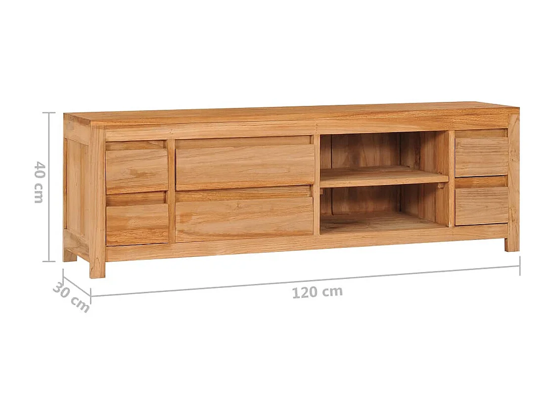 Mueble de TV de madera maciza de acacia 120x30x40 cm