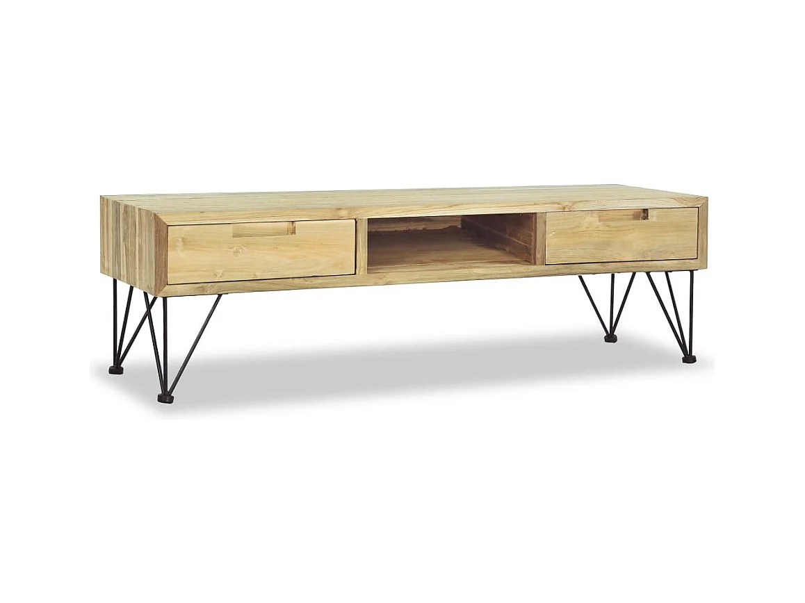 Meuble TV 120 x 35 x 35 cm Teck massif