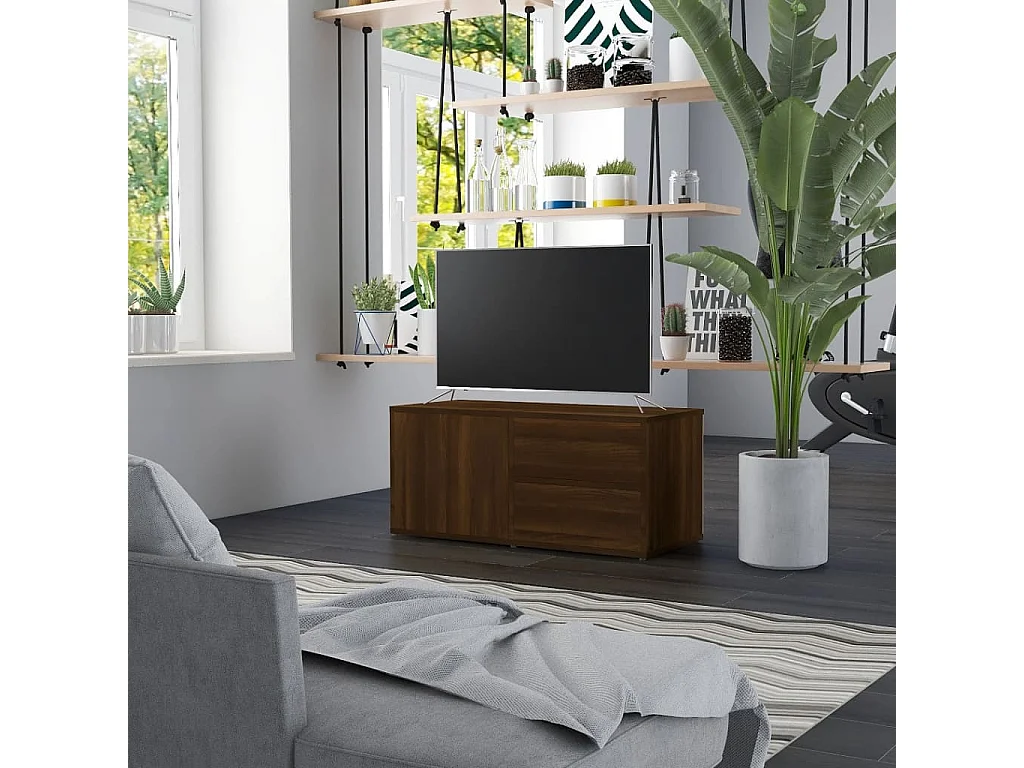 Meuble TV Chêne marron 80x34x36 cm Bois d'ingénierie