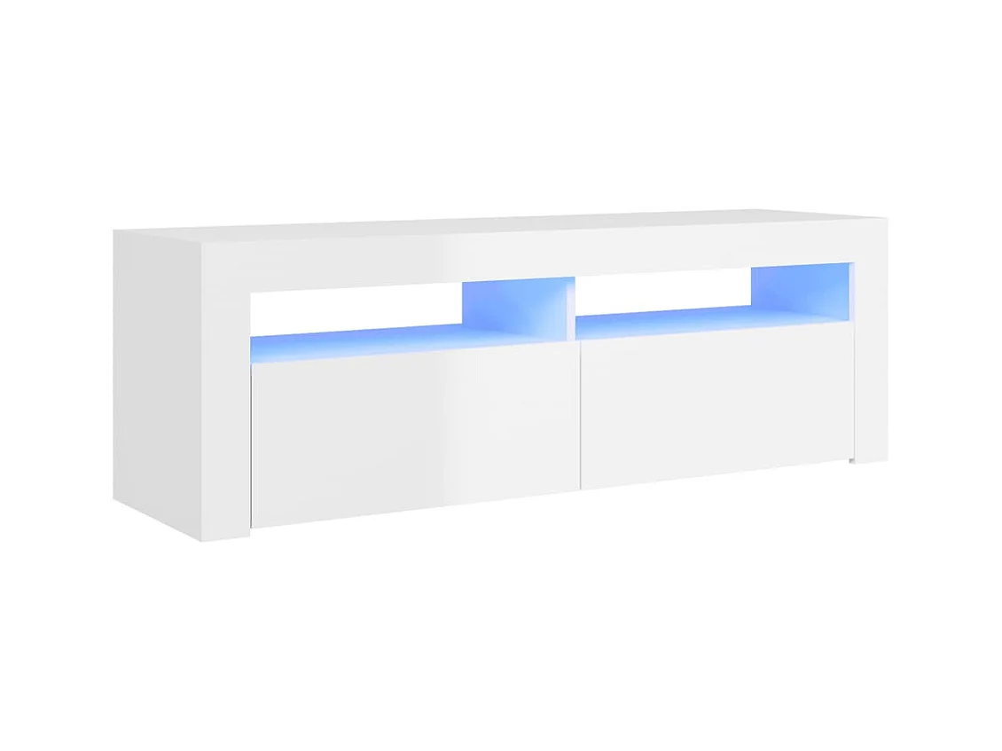 Meuble TV avec lumières LED blanc brillant 120x35x40 cm
