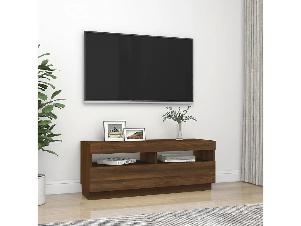 Tv-meubel met LED-verlichting 100x35x40 cm bruin eikenkleur