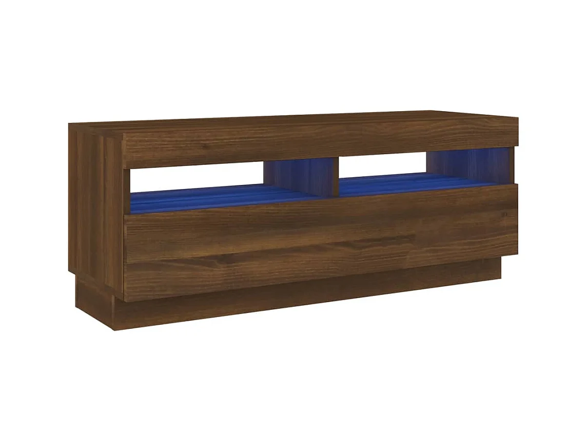 Móvel de TV com luzes LED 100x35x40 cm cor carvalho castanho