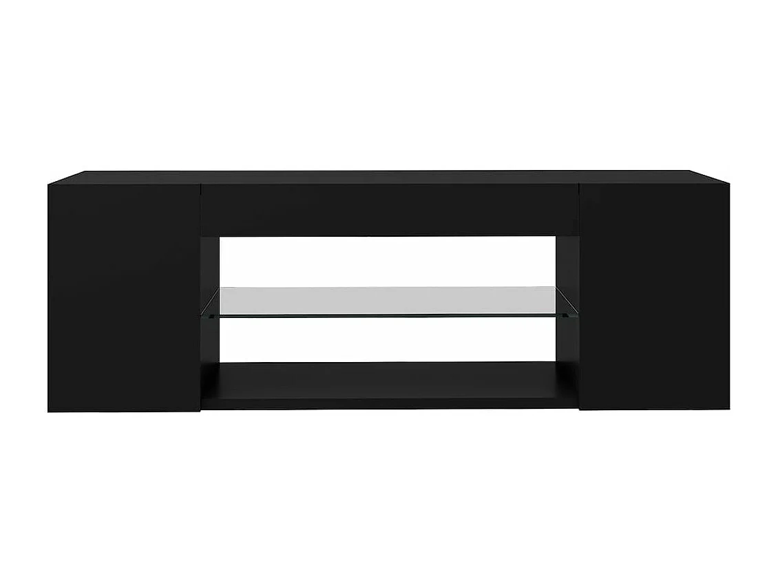 Móvel de TV com luzes LED 90x39x30 cm preto