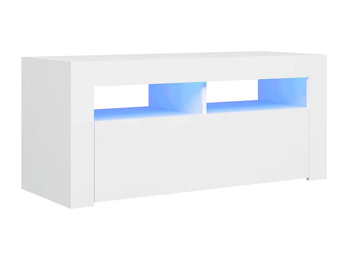 Meuble TV avec lumières LED blanc 90x35x40 cm