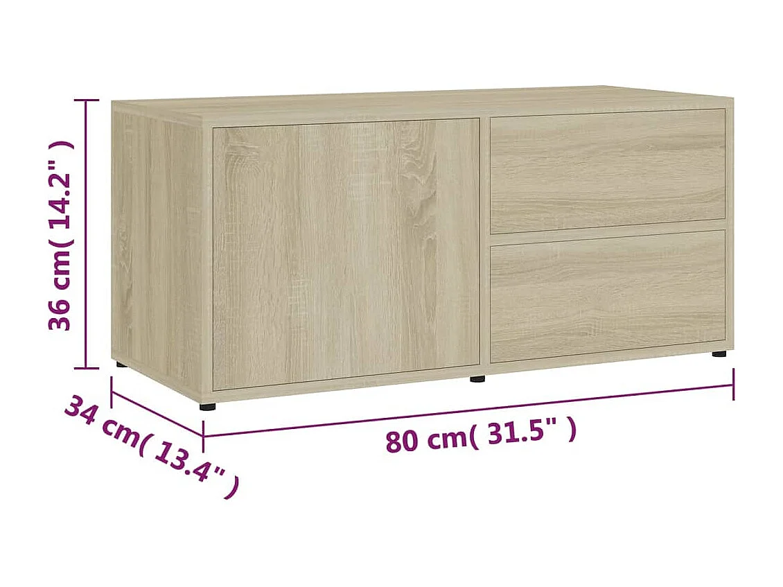 Tv-meubel 80x34x36 cm bewerkt hout sonoma eikenkleurig