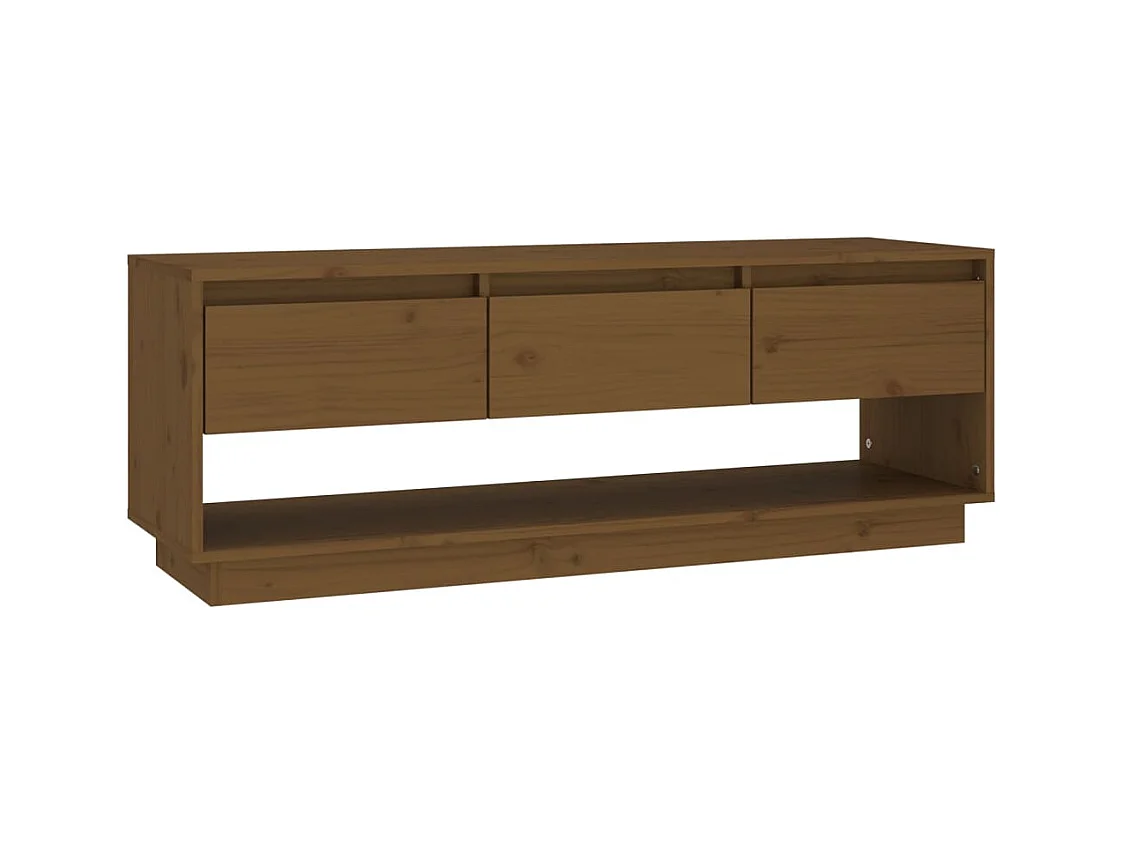 Meuble TV Marron miel 110,5x34x40 cm Bois de pin massif