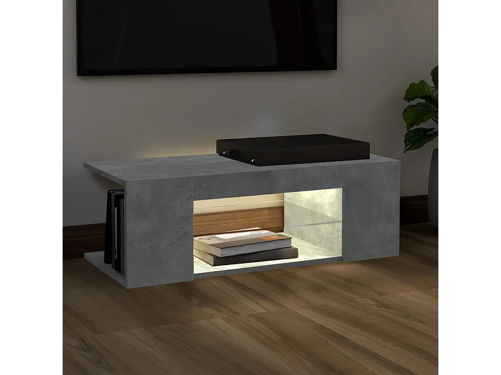 Móvel de TV com luzes LED 90x39x30 cm cinzento cimento