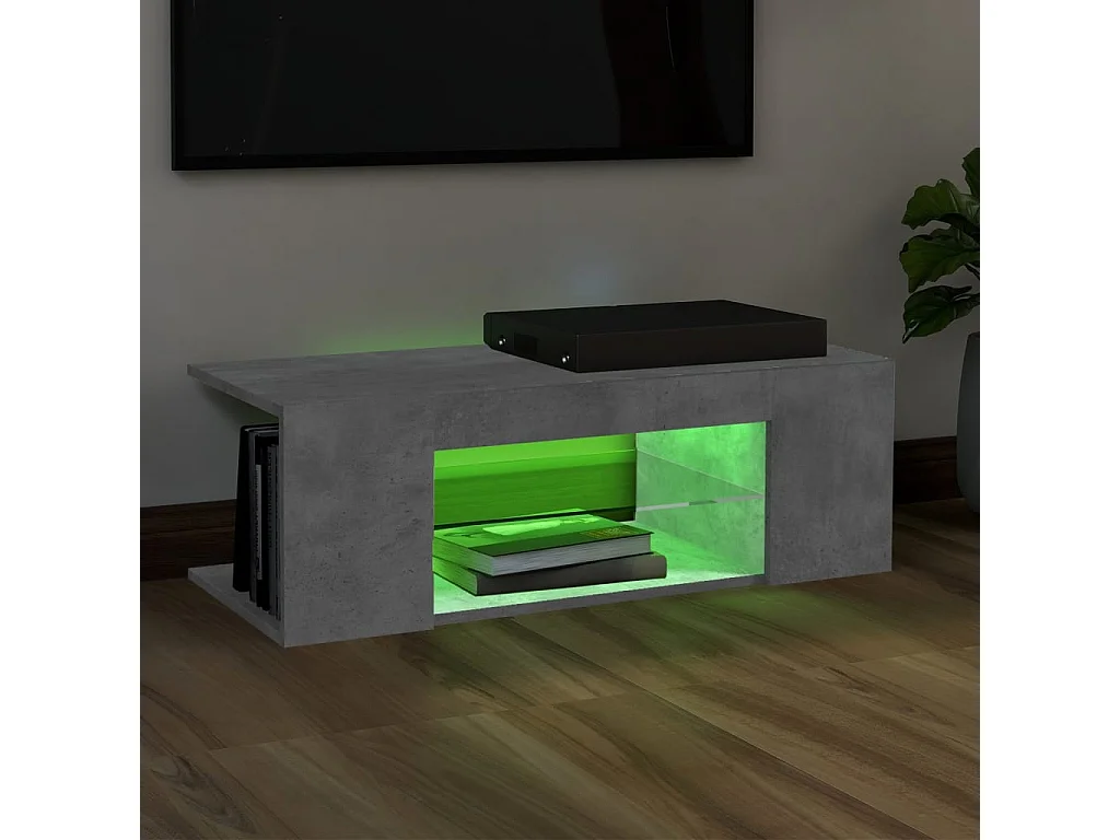 Móvel de TV com luzes LED 90x39x30 cm cinzento cimento
