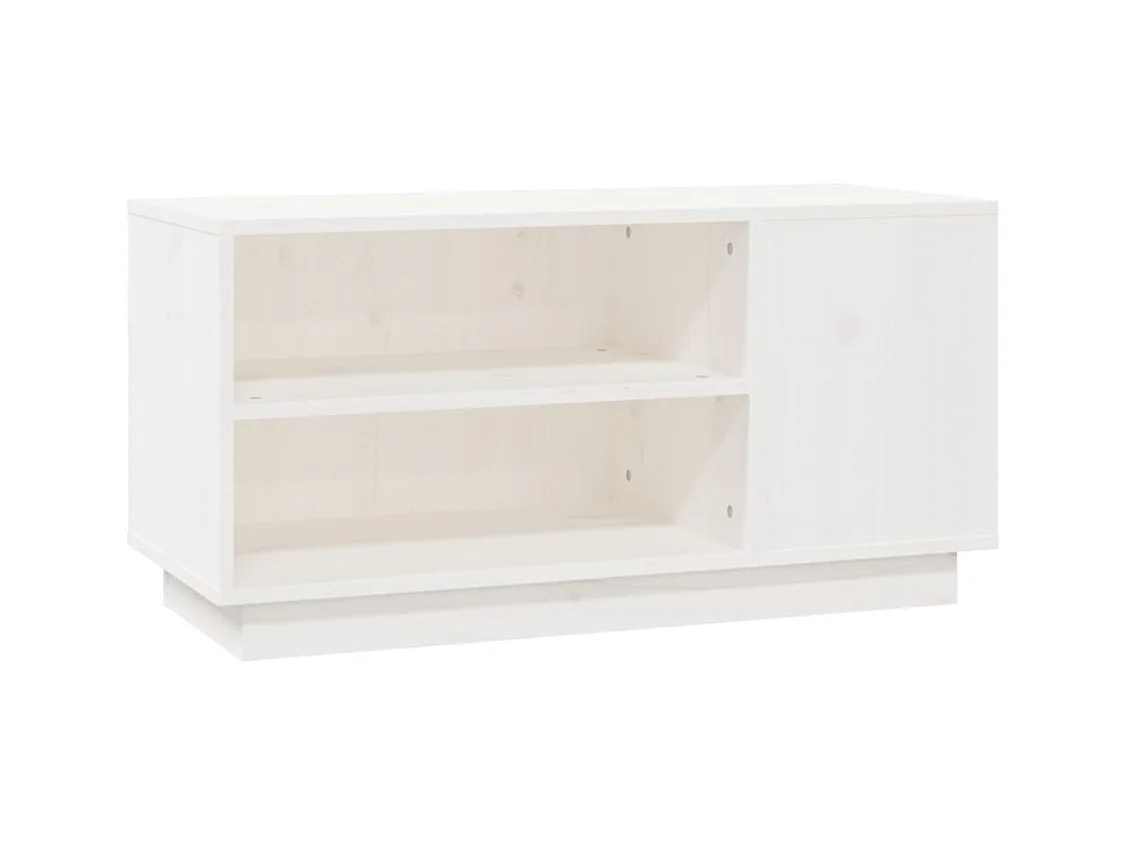 Meuble TV Blanc 80x35x40,5 cm Bois de pin massif