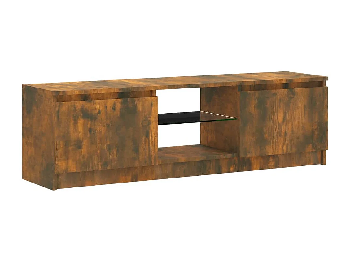 Meuble TV avec lumières LED chêne fumé 120x30x35,5 cm