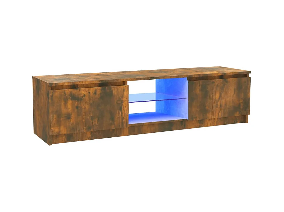 Meuble TV avec lumières LED chêne fumé 120x30x35,5 cm