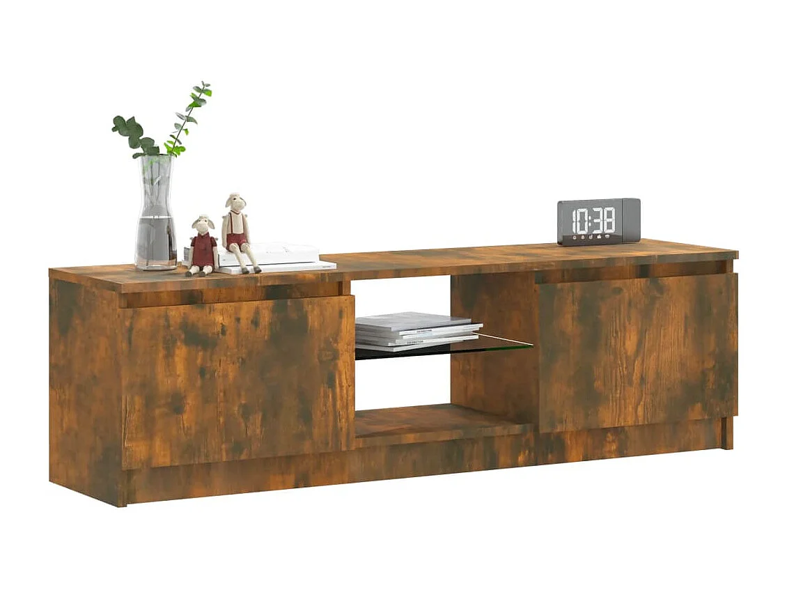 Meuble TV avec lumières LED chêne fumé 120x30x35,5 cm