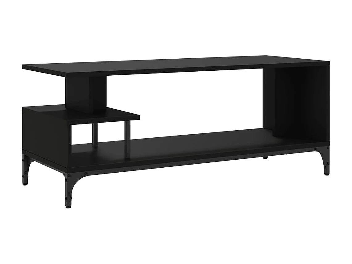 Mueble de TV madera de ingeniería y acero negro 102x40x41 cm