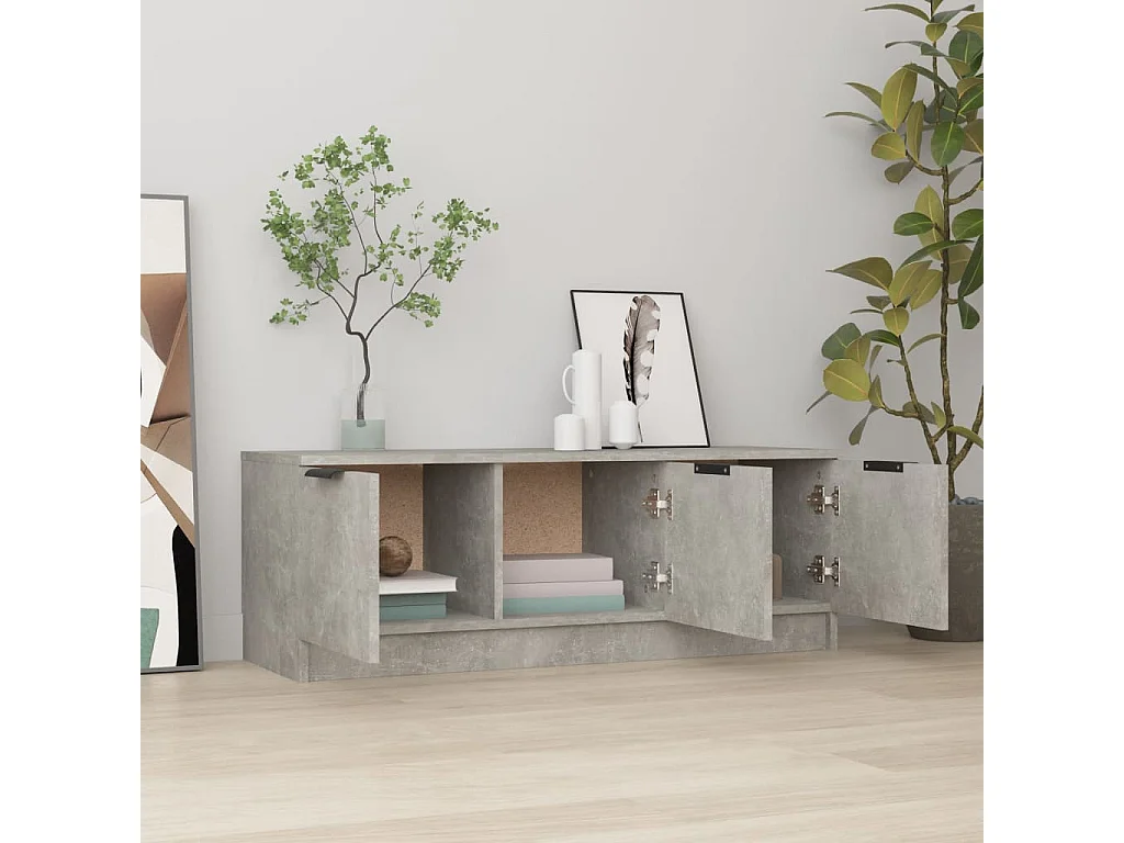 Meuble TV Gris béton 102x35x36,5 cm Bois d'ingénierie