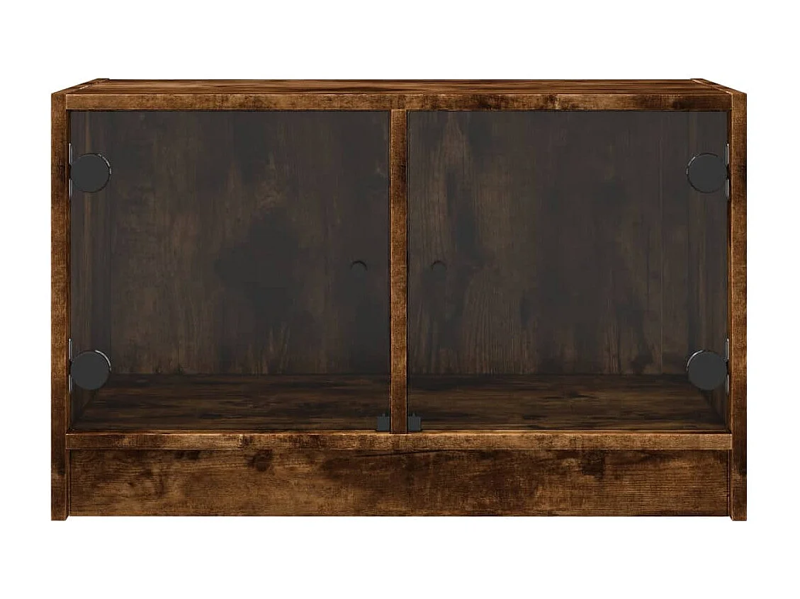 Meuble TV avec portes en verre chêne fumé 68x37x42 cm