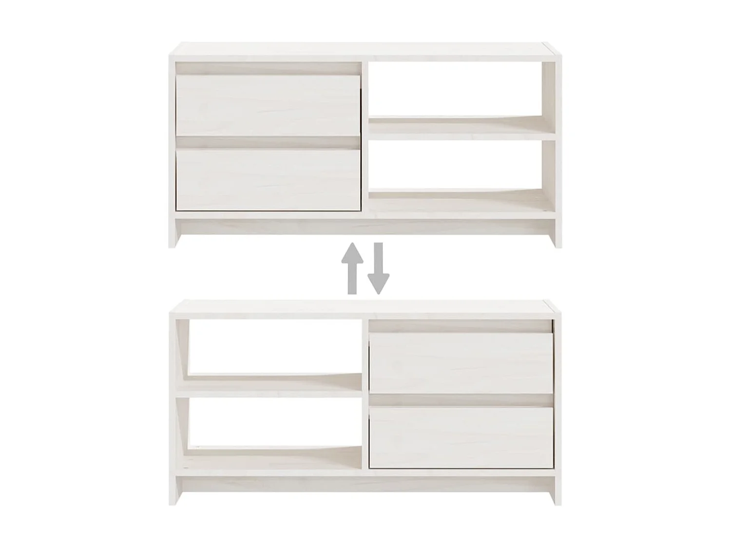 Mueble para TV de madera maciza de pino blanco 80x31x39 cm