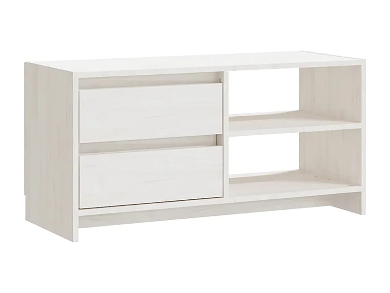 Meuble TV Blanc 80x31x39 cm Bois de pin massif