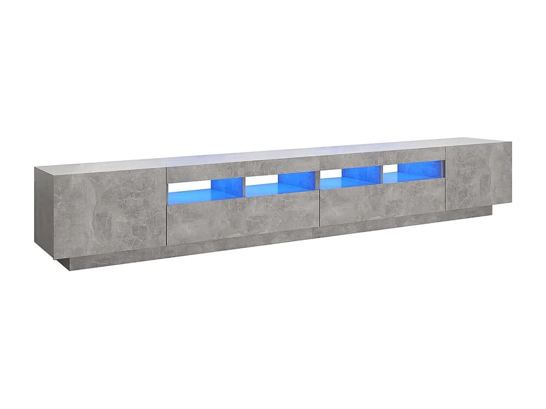 Meuble TV avec lumières LED Gris béton 260x35x40 cm