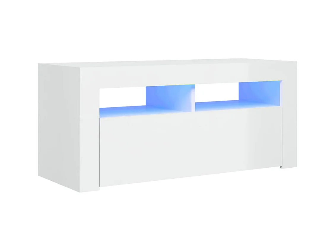 Mueble de TV con luces LED blanco brillante 90x35x40 cm
