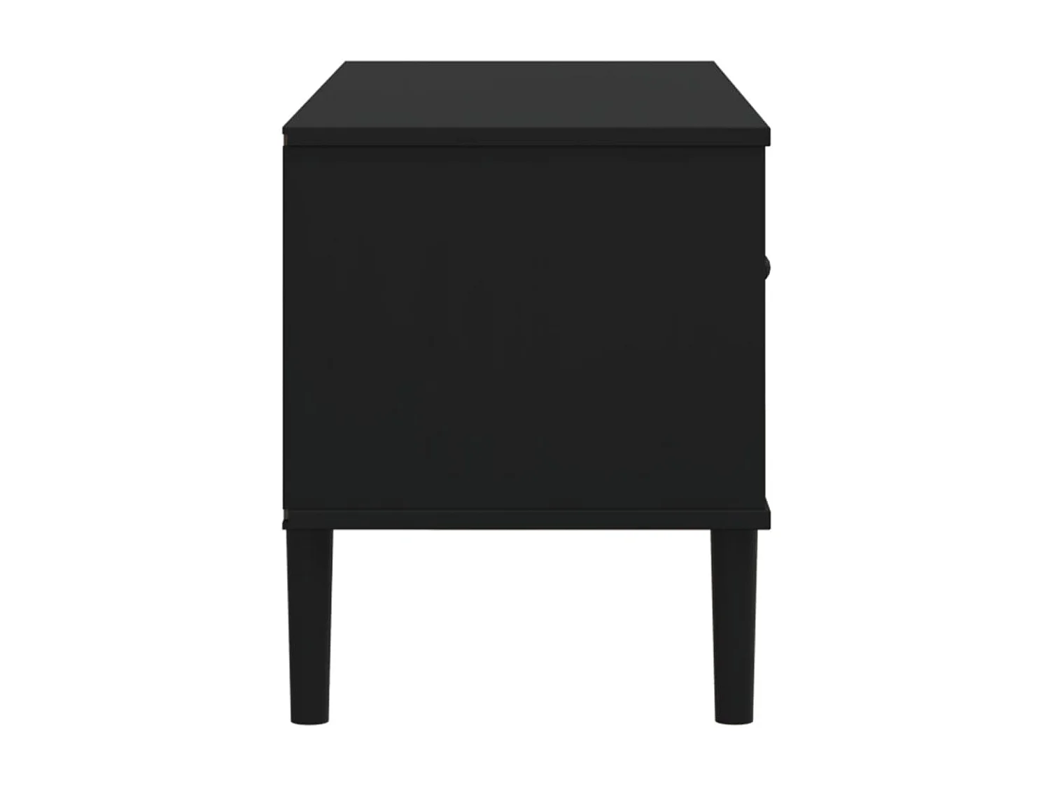 Mueble de TV SENJA aspecto ratán madera pino negro 106x40x49 cm
