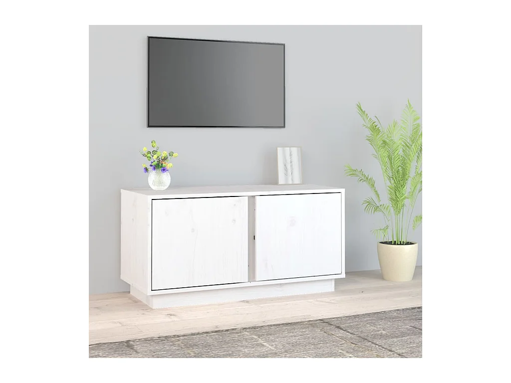 Móvel de TV 80x35x40,5 cm madeira de pinho maciça branco