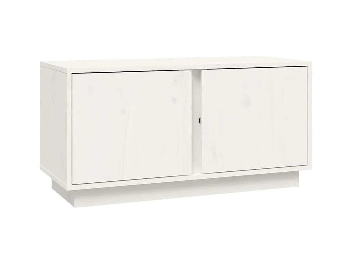 Meuble TV Blanc 80x35x40,5 cm Bois de pin massif