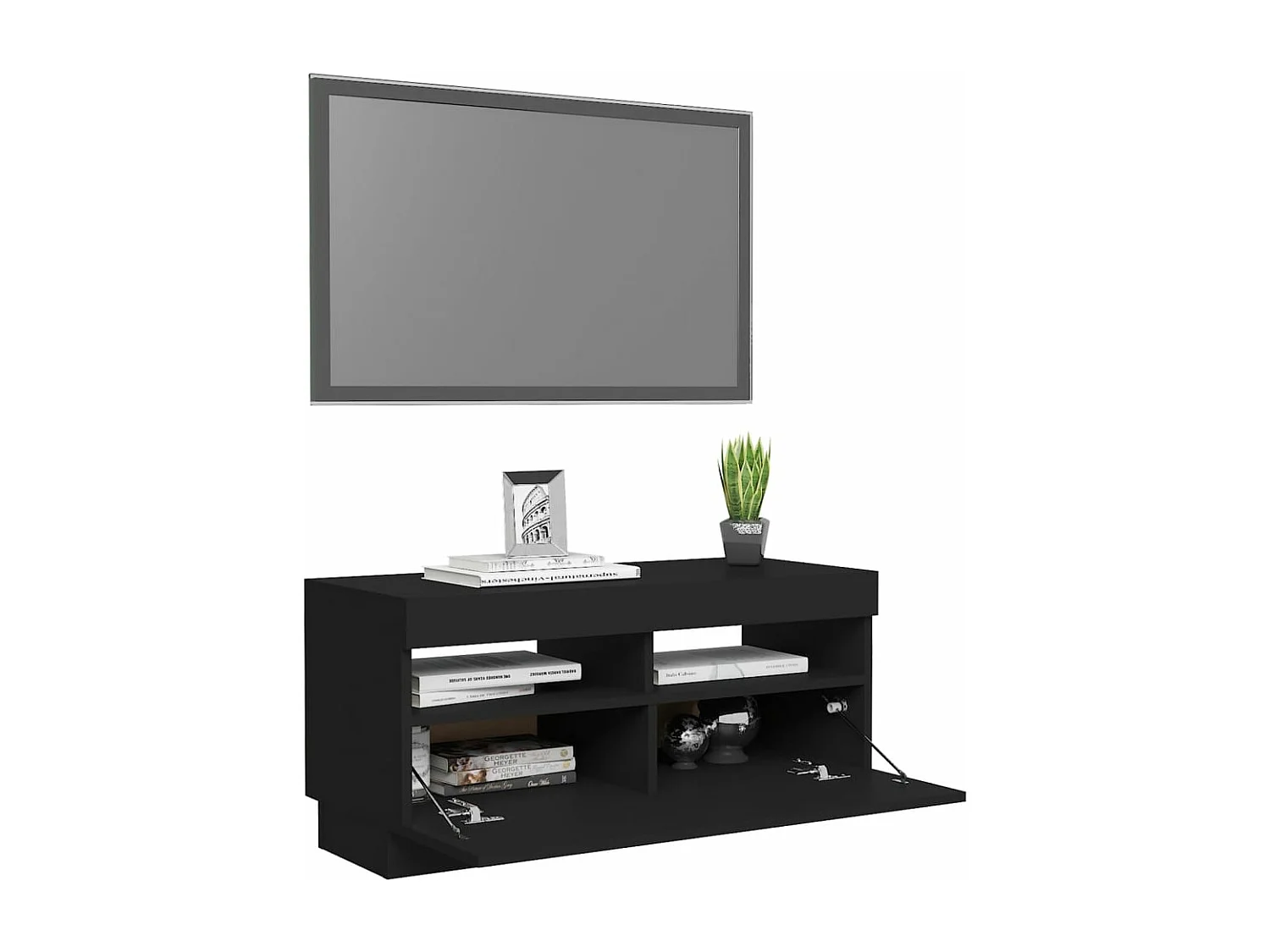Tv-meubel met LED-verlichting 80x35x40 cm zwart