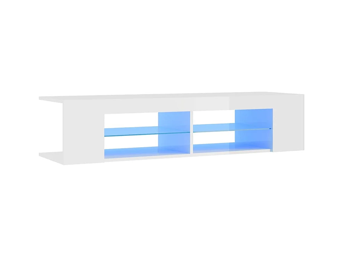 Meuble TV avec lumières LED blanc brillant 135x39x30 cm