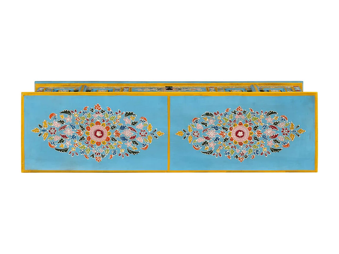 Mueble de TV madera maciza de mango azul 110x30x40 cm