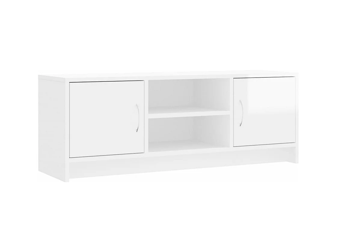 Meuble TV blanc brillant 102x30x37,5 cm bois d'ingénierie