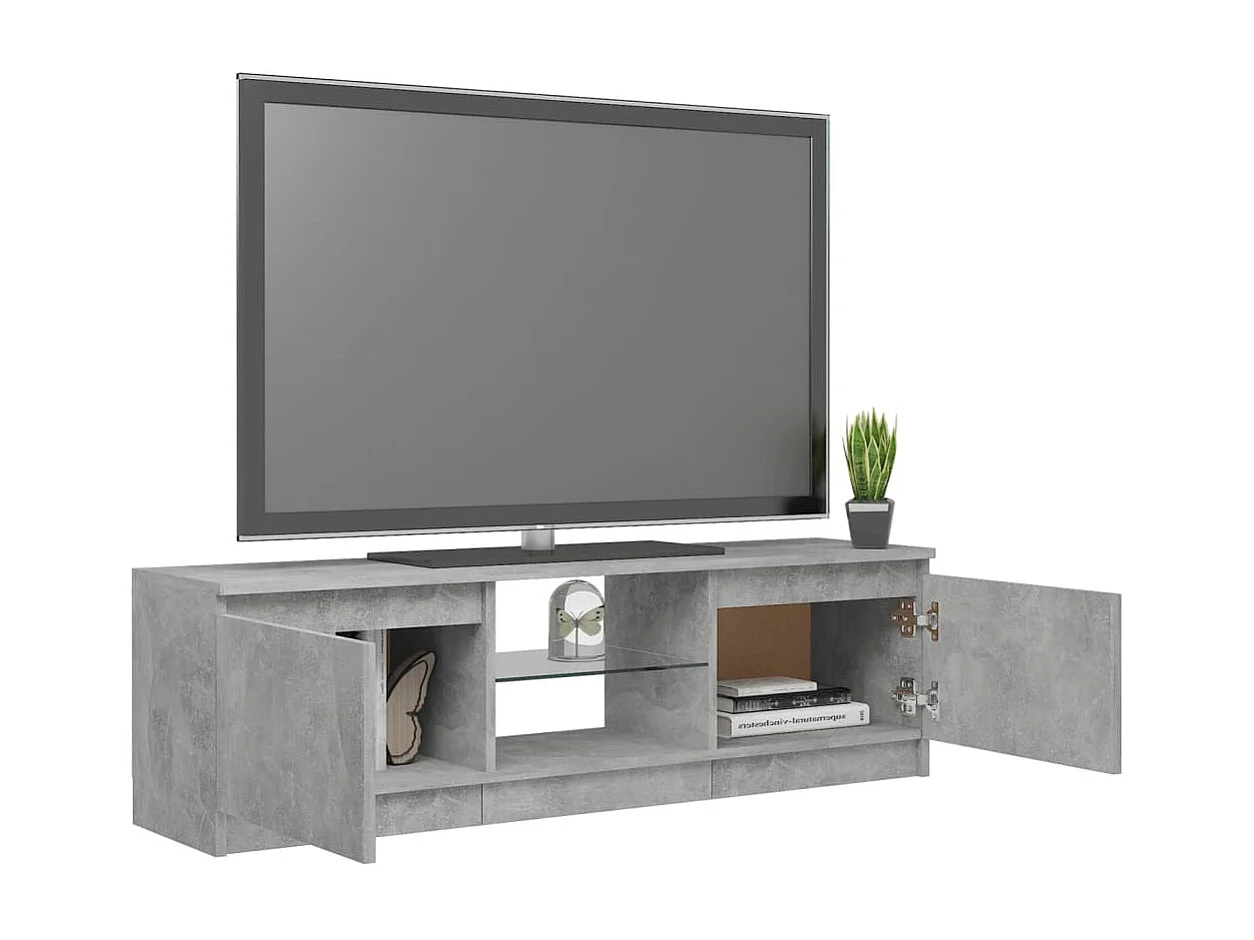 Móvel de TV com luzes LED 120x30x35,5 cm cinzento cimento