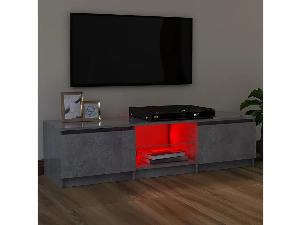 Meuble TV avec lumières LED gris béton 120x30x35,5 cm