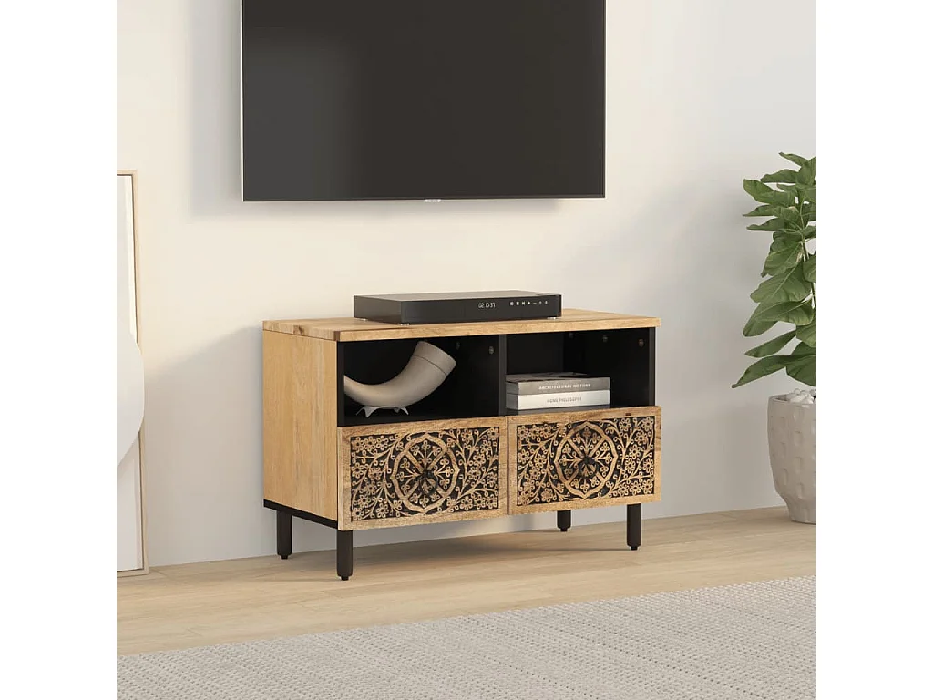 Mueble de TV madera maciza de mango 70x33x46 cm