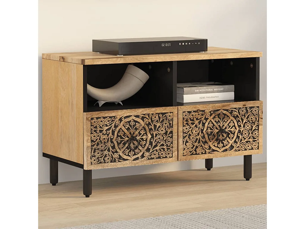 Meuble TV 70x33x46 cm Bois massif de manguier